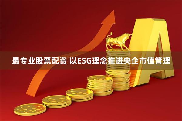 最专业股票配资 以ESG理念推进央企市值管理