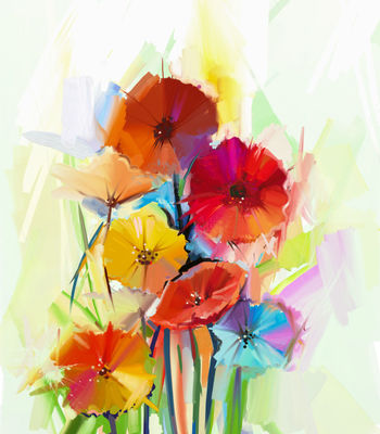 花的水彩画插图图片素材-抽象花卉油画创意CG-jpg格式-未来素材下载